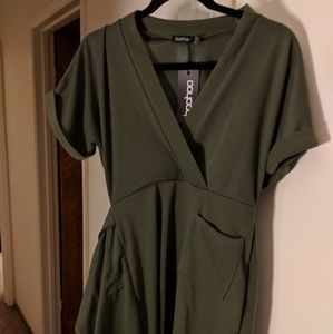 Olive green wrap dress